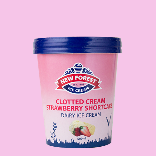New Forest Ice Cream - 500ml Clotted Cream Strawberry Shortcake take home tub
