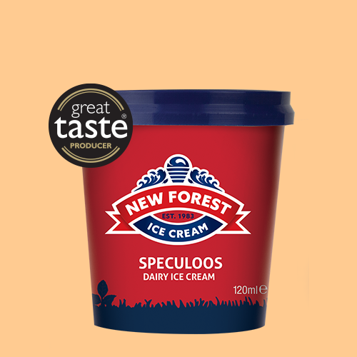 New Forest Ice Cream - 120ml Speculoos spoon in lid ice cream tub