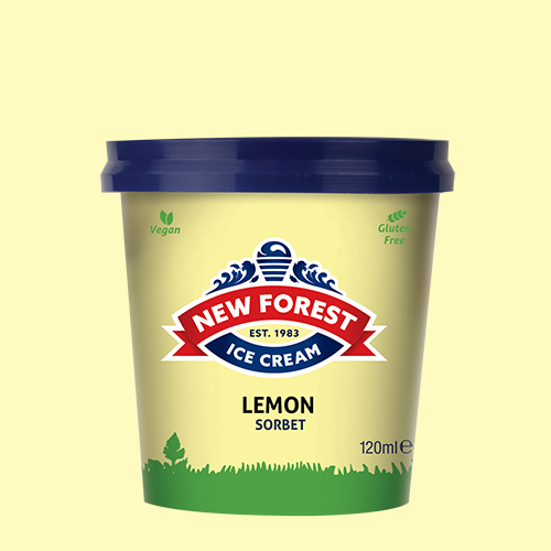 New Forest Ice Cream - 120ml Lemon sorbet ice spoon in lid tub