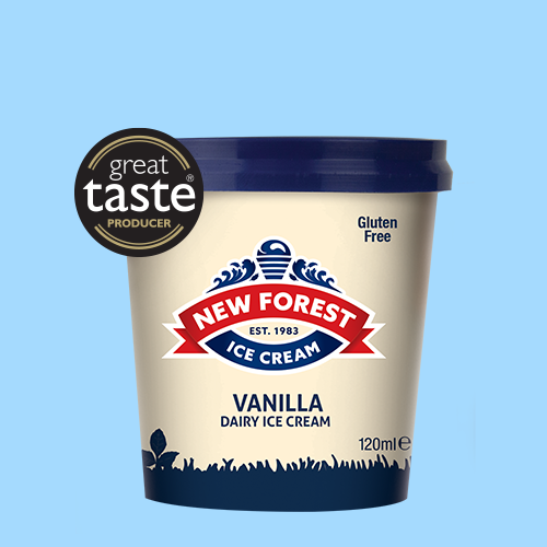 New Forest Ice Cream - 120ml Dairy vanilla spoon in lid ice cream tub